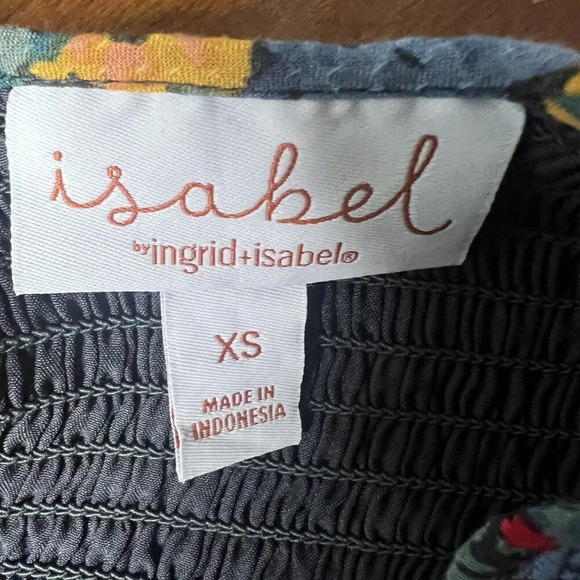 isabel maternity by ingrid isabel Floral Smocked Chest Blouse Sz XS 3/4 Sleeve - Picture 7 of 9